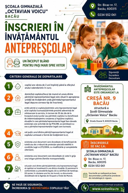 Creșă – etapa de înscriere 2026-2027: criterii