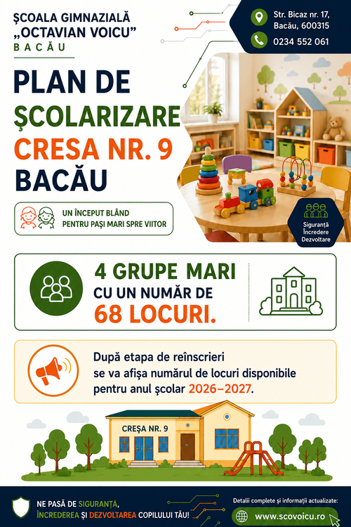 Creșă – plan de școlarizare 2026-2027