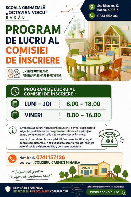Creșă – programul de lucru al comisiei