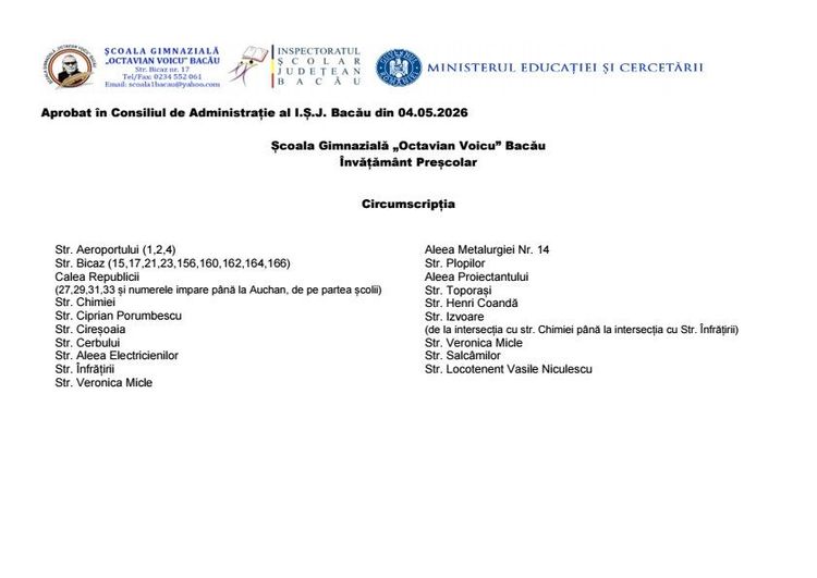 Preșcolar – circumscripția