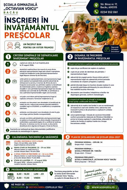 Preșcolar – înscriere 2026-2027