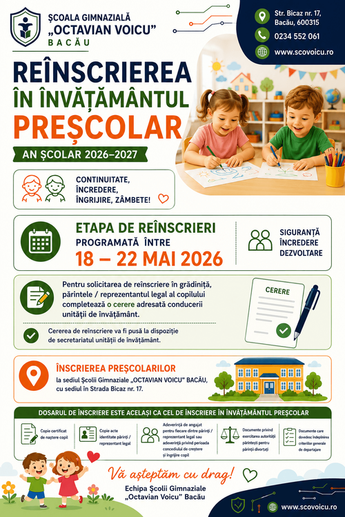 Preșcolar – reînscriere 2026-2027